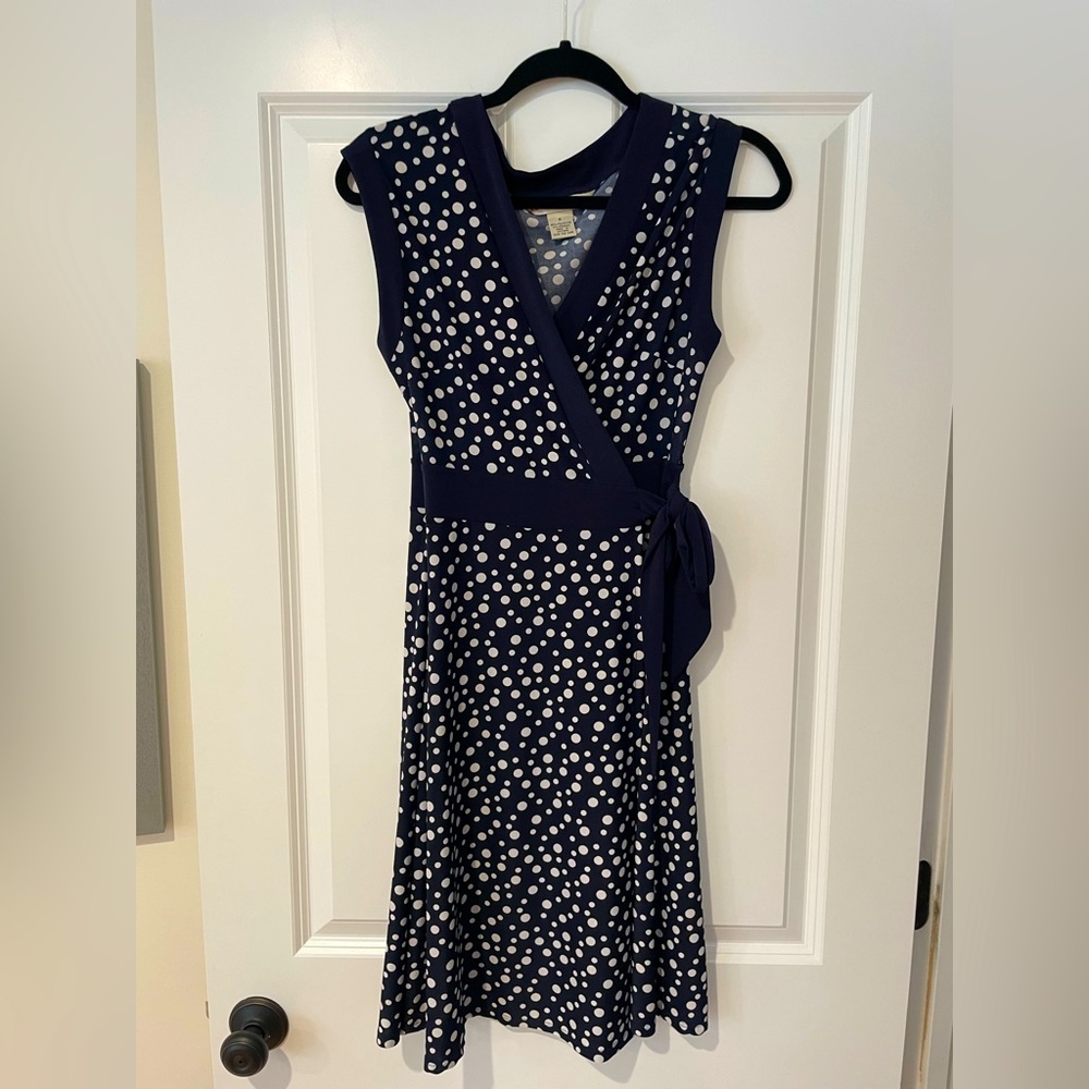 AA Studio AA Navy Polkadot Wrap Dress size 6 / Small